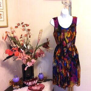 NWT SIMON CHANG Women's Unique Designed Ruffle Lined Summer Dress 12